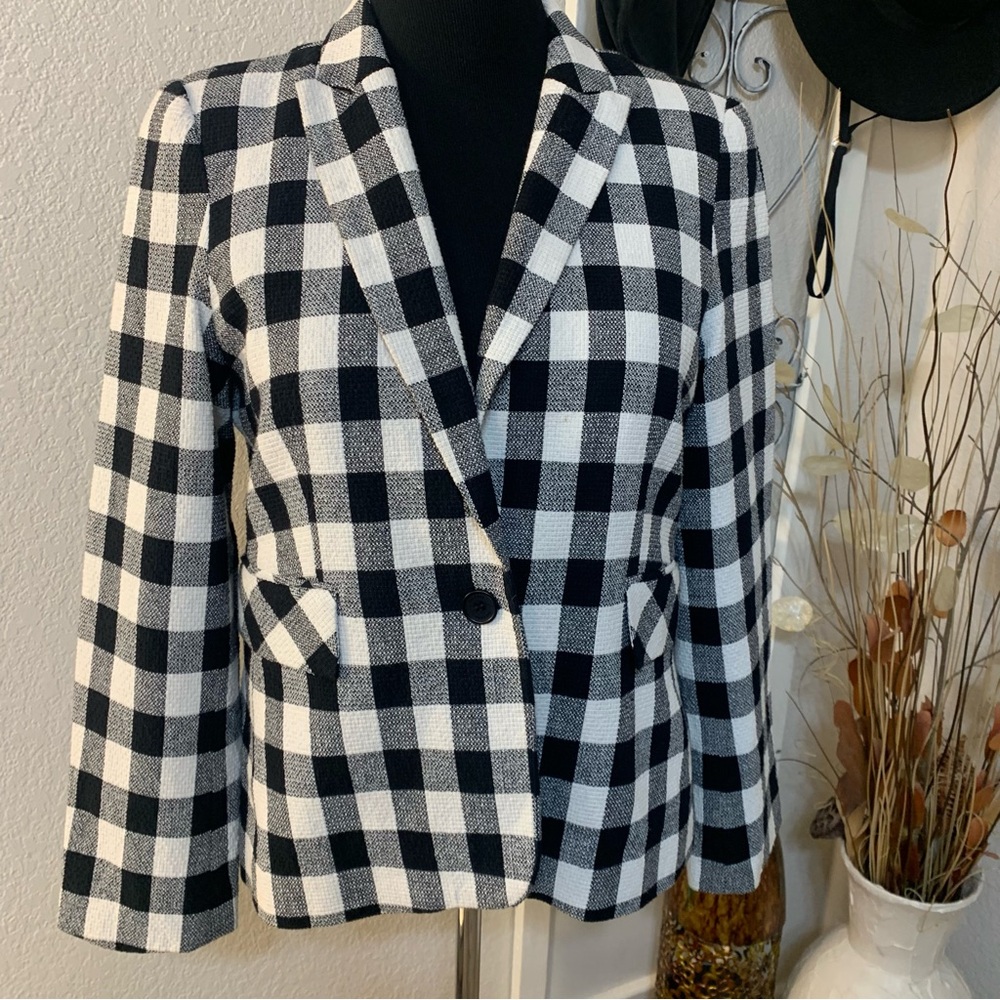 Halogen Black and white check jacket